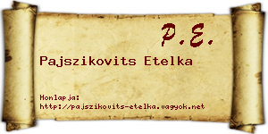 Pajszikovits Etelka névjegykártya